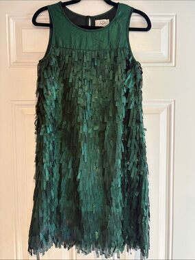 Us Angels Emerald Green Fringe Party Dress